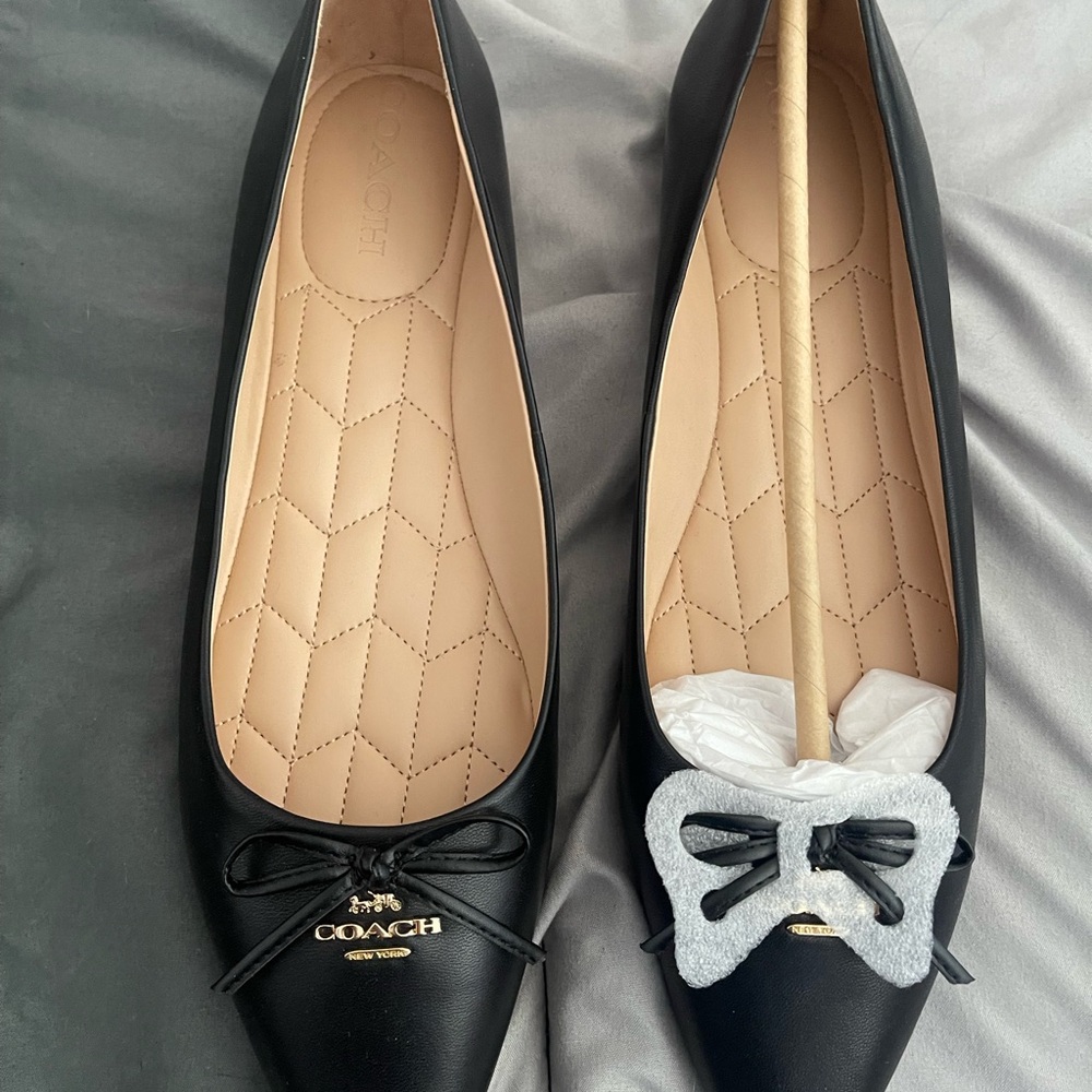 Coach Black Flats with Bow Accent